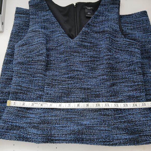 Ann Taylor Blue Tweed Sheath Dress Womens 6P Career RetroGlam Office Minimalist - Picture 10 of 11